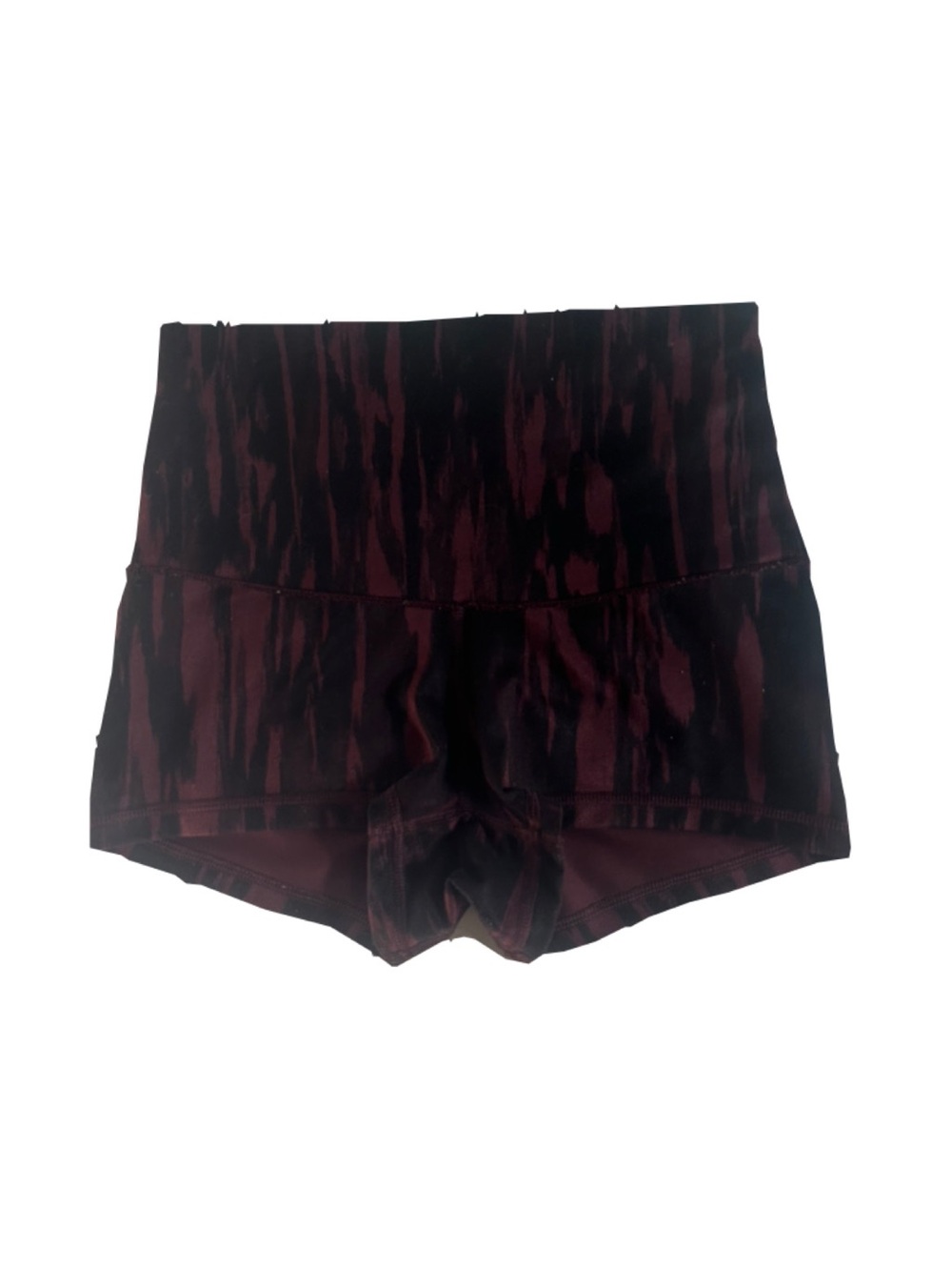 lululemon athletica Fold-Over Waist Athletic Shorts - Burgundy and Black - Picture 3 of 3